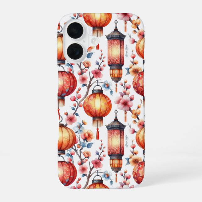 Chinese Lantern Glow iPhone 16 Case (Back)