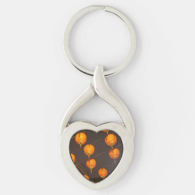 Chinese Lanterns Heart Keychain (Front)