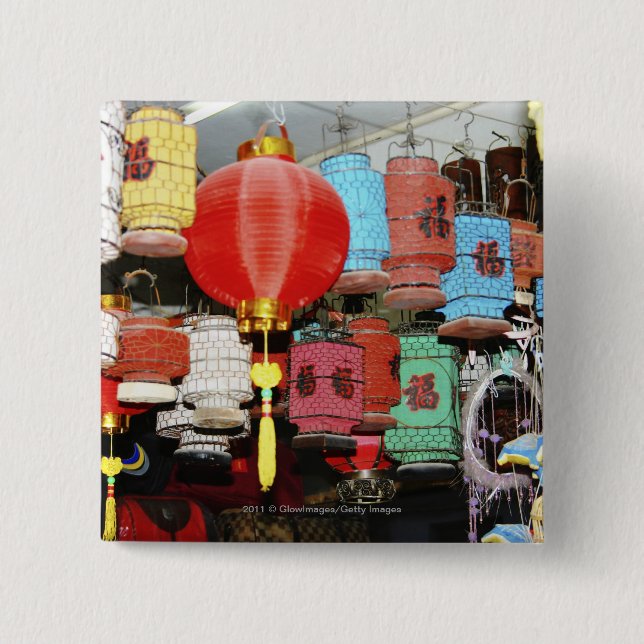 Chinese lanterns in China 15 Cm Square Badge (Front)