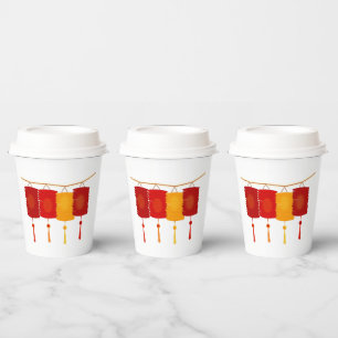 Chinese Lanterns Red And Yellow Celebration Paper Cups