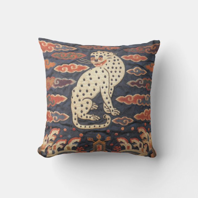Chinese Leopard Cat in Clouds Pillow (Front)