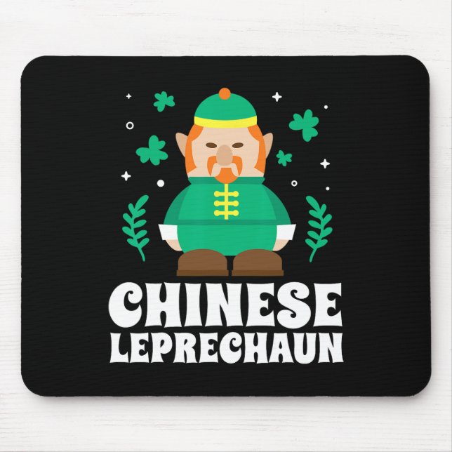 Chinese Leprechaun Funny St Patricks Day  Mouse Pad (Front)