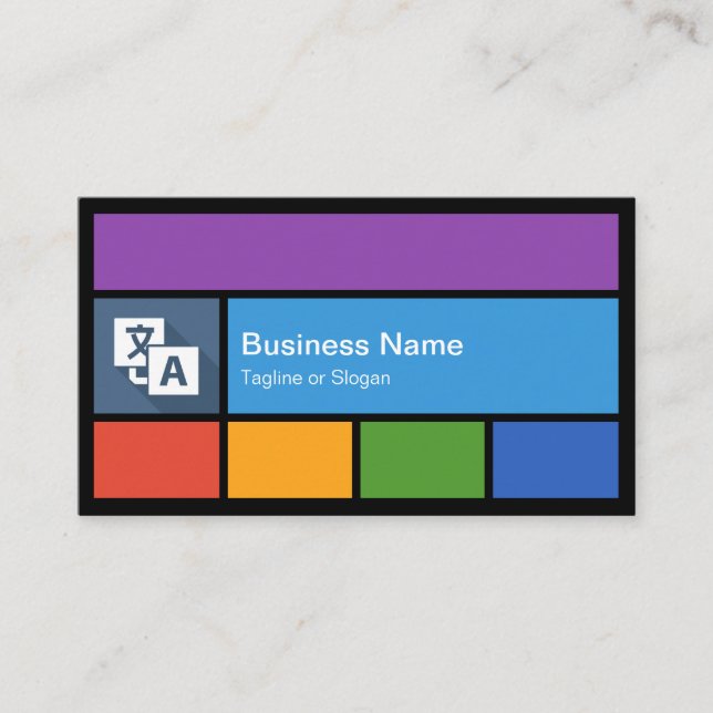 Chinese Lessons Class - Colourful Tiles Creative Business Card (Front)