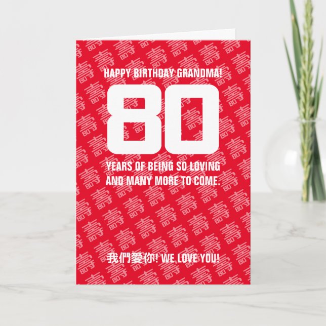 Chinese "Longevity" 80th Birthday Card (Front)