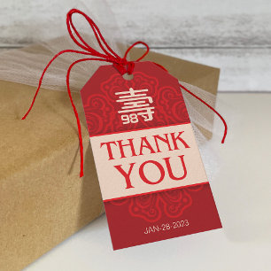 Chinese "Longevity" Birthday (99 & Younger) Gift Tags