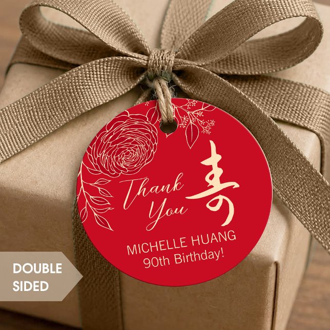 Chinese "Longevity" Birthday Ranunculus gift tag (Creator Uploaded)