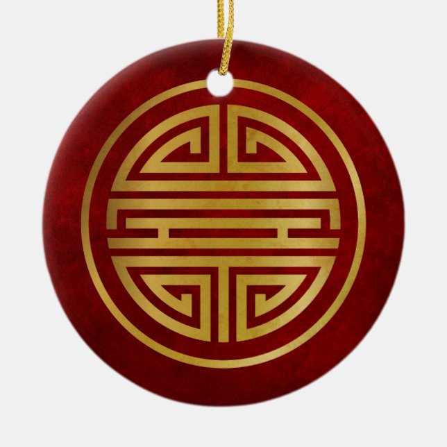 Chinese Longevity Symbol Ceramic Tree Decoration (Front)