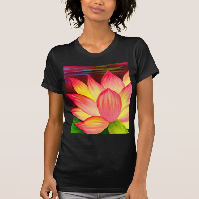 Chinese Lotus Water Lily Flower Art - Multi T-Shirt (Front)