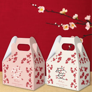 Chinese Love Red Cherry Blossoms Engagement Party Favour Box