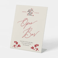 Chinese Love Red Cherry Blossoms Open Bar Wedding