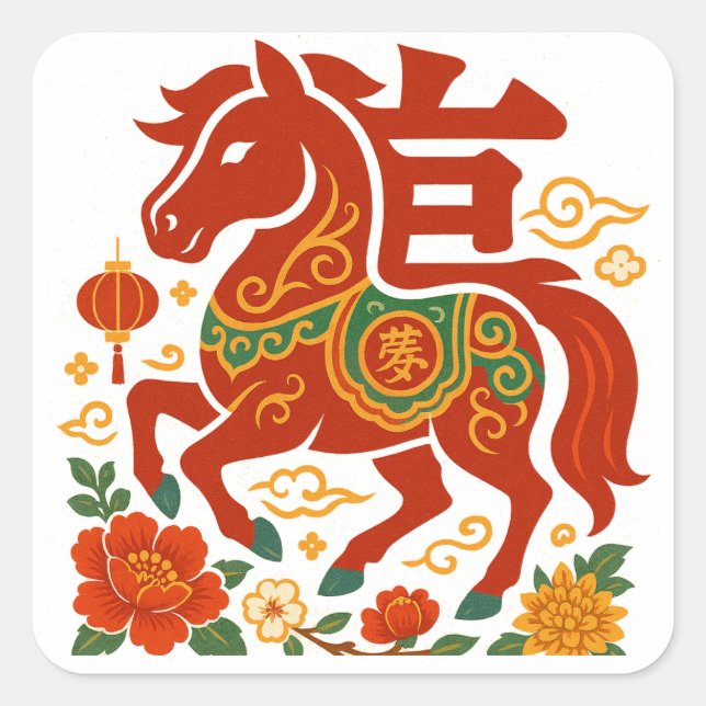 Chinese Lunar New Year 2026 Square Sticker (Front)