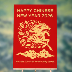 Chinese Lunar New Year 2026 Year of the Horse Glam Acrylic Sign
