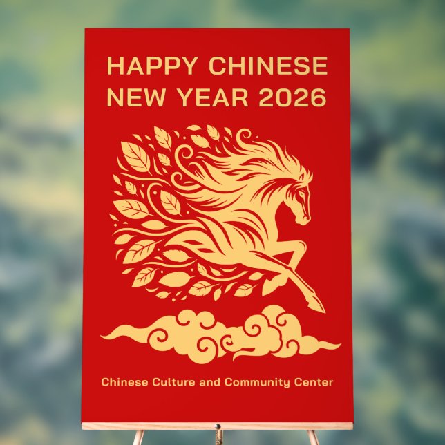 Chinese Lunar New Year 2026 Year of the Horse Glam Acrylic Sign (Neutral)