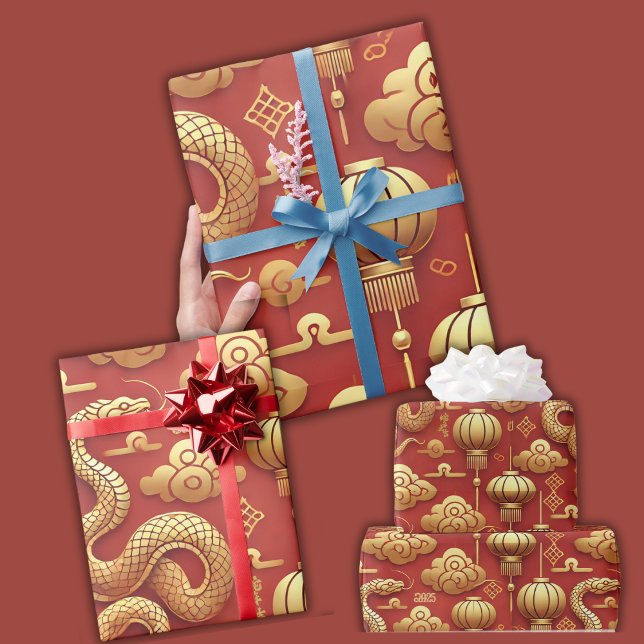 Chinese Lunar New Year Golden Snake Wrapping Paper (Chinese Lunar New Year Golden Snake Wrapping Paper)