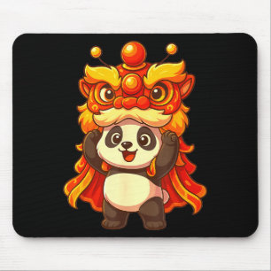 Chinese Lunar New Year Lion Dance Cute Panda China Mouse Pad