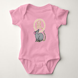 Chinese lunar New Year mouse rat lucky money red Baby Bodysuit