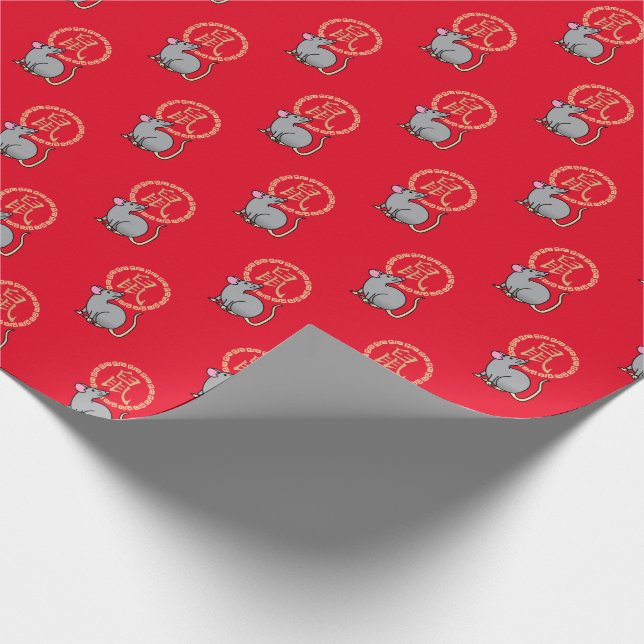 Chinese lunar New Year mouse rat lucky money red Wrapping Paper (Corner)