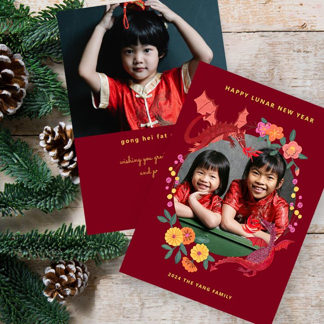 Chinese Lunar new year of the dragon photo  Holiday Card (Chinese Lunar new year of the dragon photo Holiday Card)