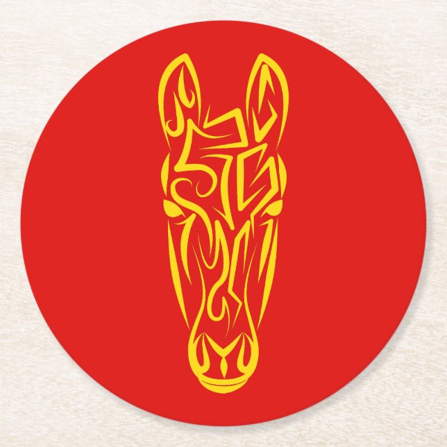 Chinese Lunar New Year of the Horse 2026 4724 Fire Round Paper Coaster (Front)