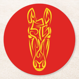 Chinese Lunar New Year of the Horse 2026 4724 Fire Round Paper Coaster