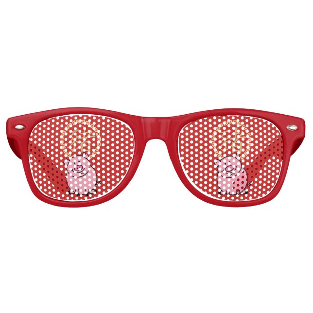 Chinese Lunar New Year of the Pig Red Lucky Money Retro Sunglasses (Front)