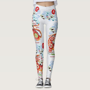Chinese Lunar New Year of the Tiger Papercut Bold Leggings