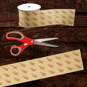 Chinese Lunar New Year Plum Blossom 5 Blessings Satin Ribbon