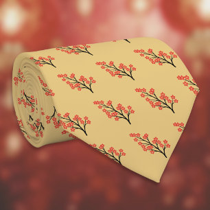 Chinese Lunar New Year Plum Blossom 5 Blessings  Tie