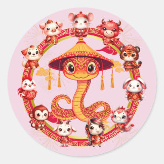 Chinese Lunar New Year Snake Design 1 Classic Round Sticker