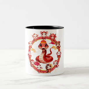 Chinese Lunar New Year Snake Design 2 Two-Tone Coffee Mug