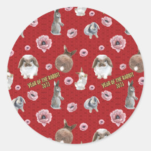 Chinese Lunar Year of the Rabbit 2023 Pattern Classic Round Sticker
