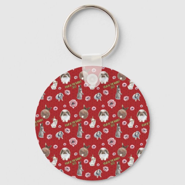 Chinese Lunar Year of the Rabbit 2023 Pattern Key Ring (Front)