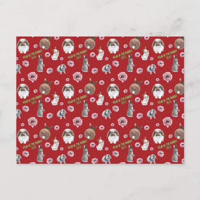 Chinese Lunar Year of the Rabbit 2023 Pattern Postcard (Front)
