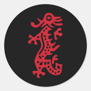 Chinese Mah Jong Red Dragon Tile Mahjong Costume Classic Round Sticker