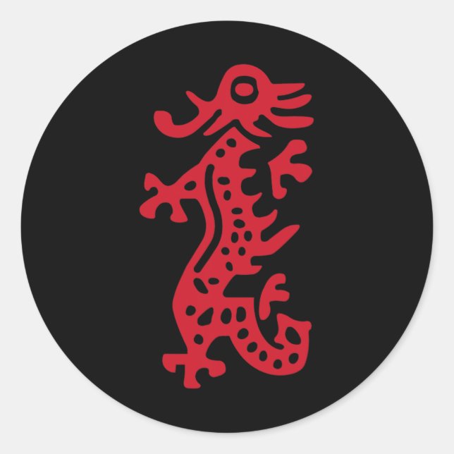 Chinese Mah Jong Red Dragon Tile Mahjong Costume  Classic Round Sticker (Front)