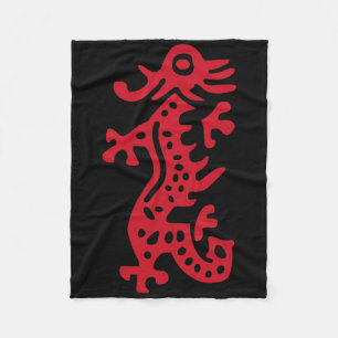 Chinese Mah Jong Red Dragon Tile Mahjong Costume  Fleece Blanket