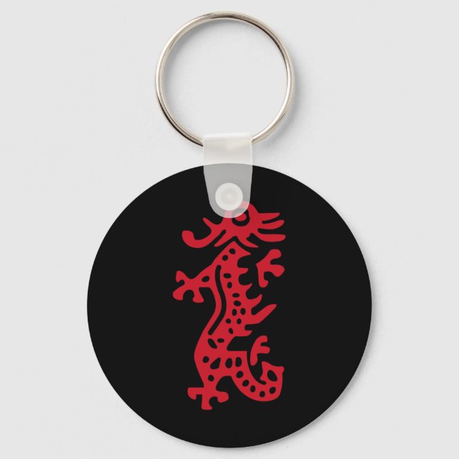 Chinese Mah Jong Red Dragon Tile Mahjong Costume  Key Ring (Front)