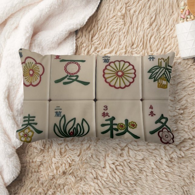Chinese mahjong flower tile pillow (Blanket)