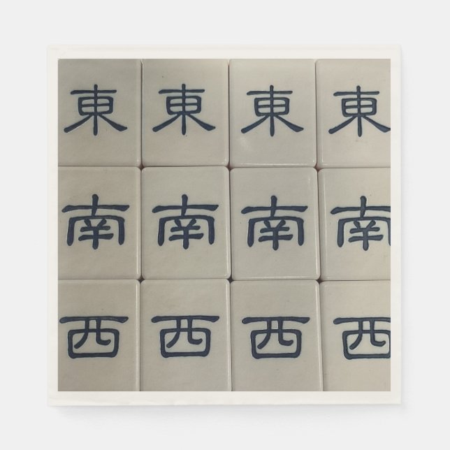Chinese mahjong wind tiles napkins (Front)