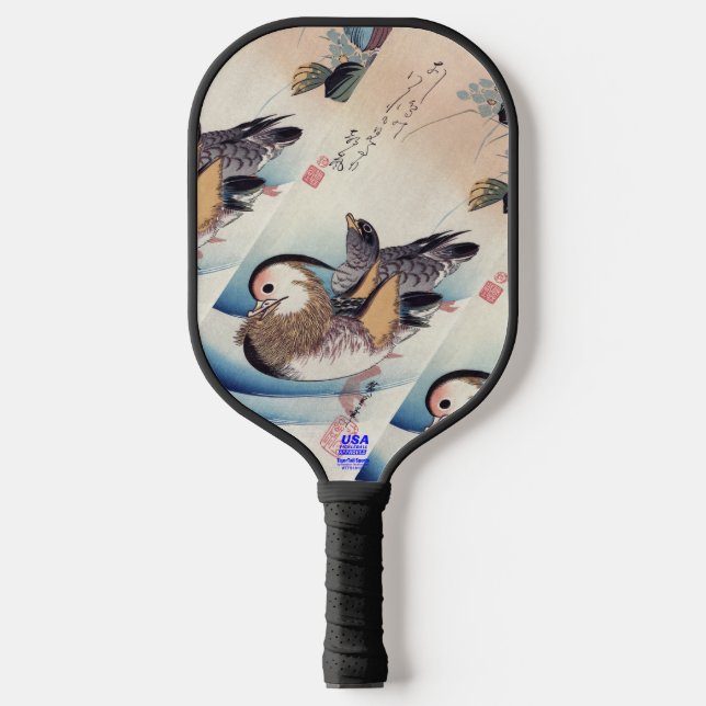 "Chinese Mandarin duck woodcut" Pickleball Paddle (Front)