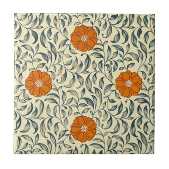 Chinese mandarin floral tile (Front)