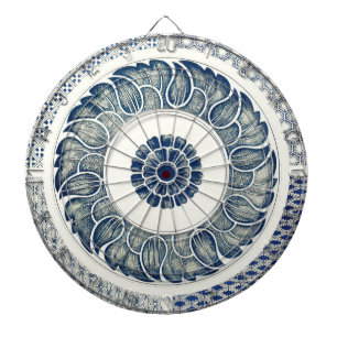 Chinese Medallion: Indigo Blue Chinoiserie Dartboard
