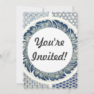 Chinese Medallion: Indigo Blue Chinoiserie Invitation