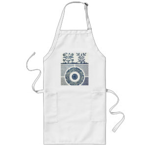 Chinese Medallion: Indigo Blue Chinoiserie Long Apron