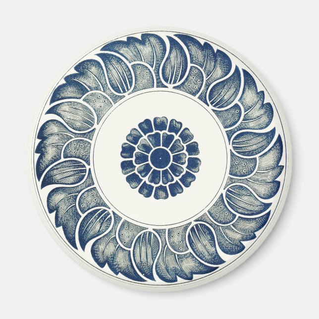 Chinese Medallion: Indigo Blue Chinoiserie Magnet (Front)