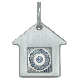 Chinese Medallion: Indigo Blue Chinoiserie Pet Name Tag
