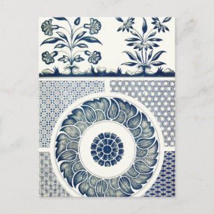 Chinese Medallion: Indigo Blue Chinoiserie Postcard