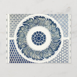 Chinese Medallion: Indigo Blue Chinoiserie Postcard