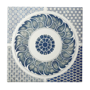 Chinese Medallion: Indigo Blue Chinoiserie Tile