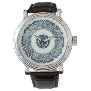 Chinese Medallion: Indigo Blue Chinoiserie Watch